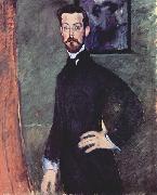 Amedeo Modigliani Portrat des Paul Alexanders vor gronem Hintergrund oil